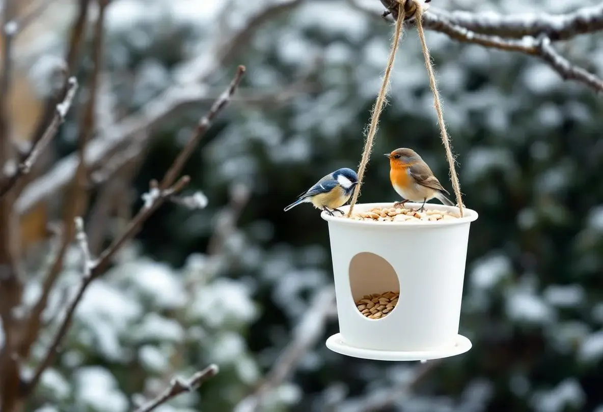 Arrêtez de jeter ce petit pot en plastique : il devient la mangeoire préférée des oiseaux cet hiver