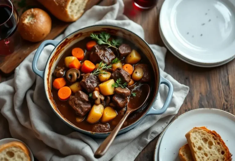 Bœuf mijoté en cocotte ultra fondant aux légumes, une recette familiale généreuse qui embaume la cuisine pendant des heures