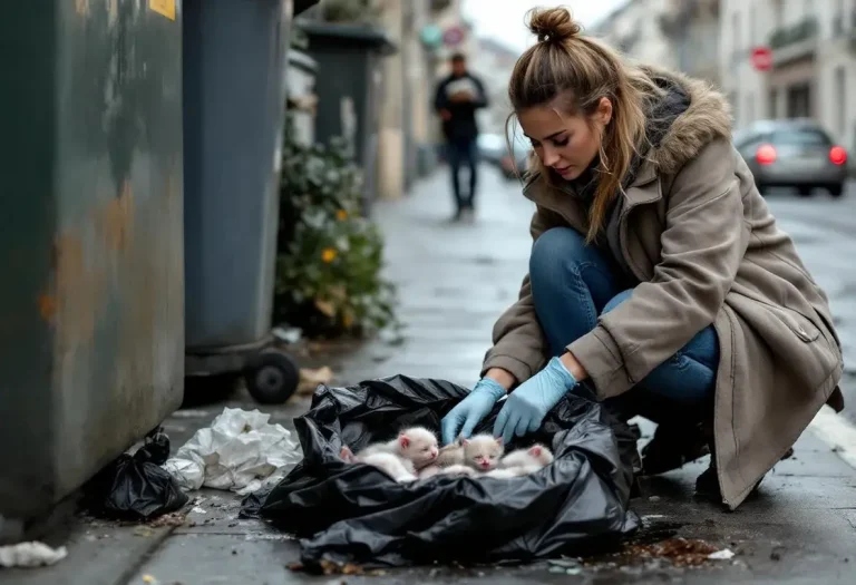 Elle passe près d'une poubelle : les cris au fond du sac la glacent d'effroi Elle passe près d'une poubelle : les cris au fond du sac la glacent d'effroi