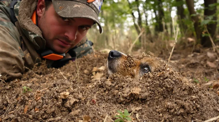 Coincée dans un terrier de blaireau lors d’une battue, une chienne de chasse sauvée in extremis par une intervention